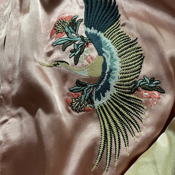 Reversible polyester satin jacket with embroidered details - Picture 10 of 10